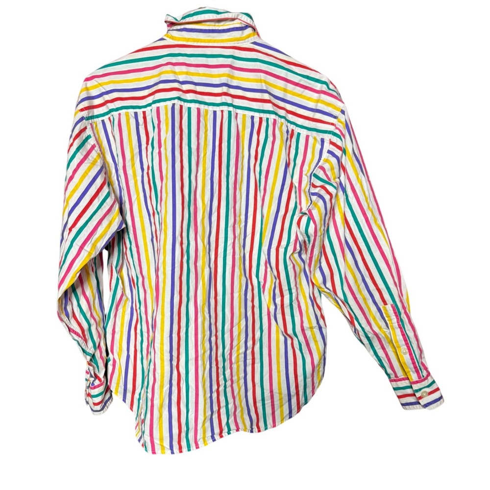Vintage‎ Lee Women Large Rainbow Striped Button Down Shirt MultiColor Cotton - Picture 2 of 8